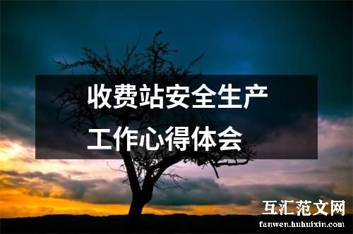 收费站安全生产工作心得体会
