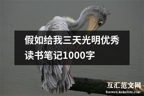 假如给我三天光明优秀读书笔记1000字
